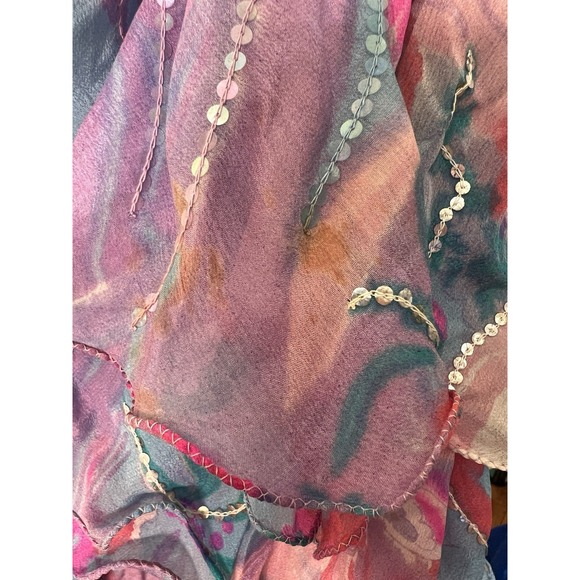 Vtg 80s Judith Ann Creations Butterfly 100% Silk Sequin Skirt & Blouse Size L - Picture 7 of 16